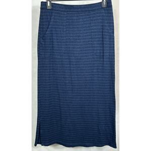 PrAna Tulum Skirt – Hemp & Organic Cotton Maxi, Nickel Blue Stripe – Size M